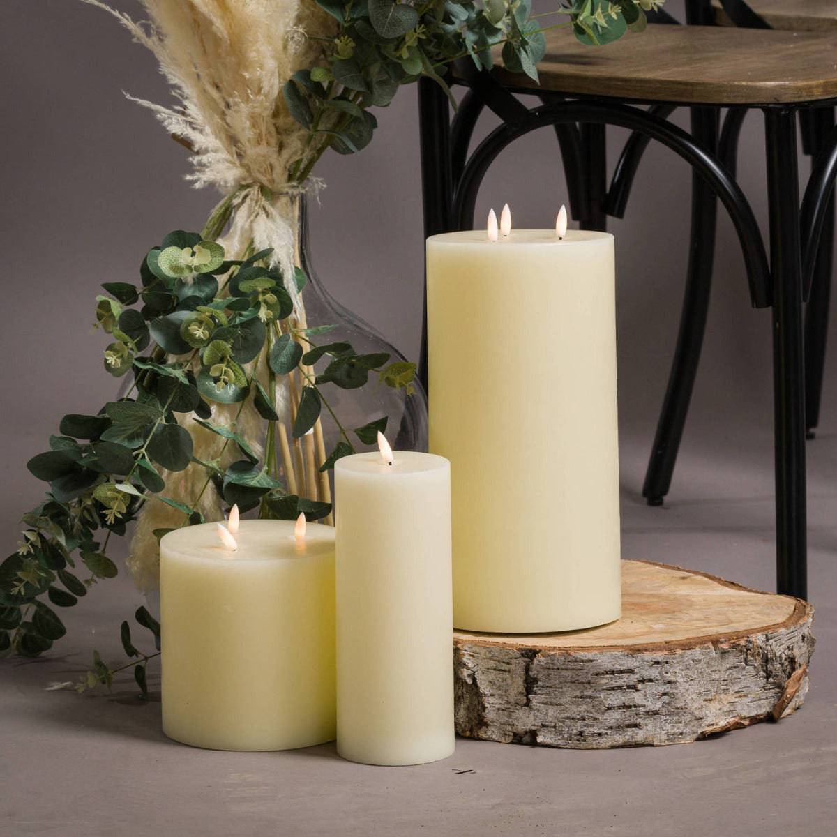 Luxe Collection Natural Glow 3 x 8 LED Ivory Candle - Price Crash Furniture