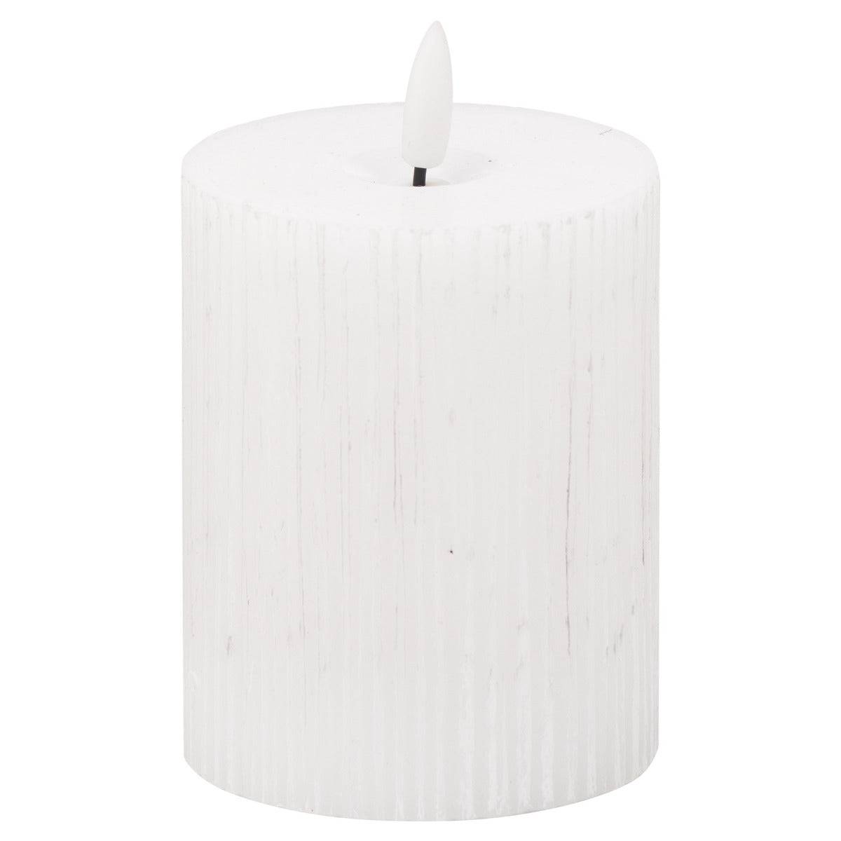 Luxe Collection Natural Glow 3x4 Textured Ribbed LED Candle - Price Crash Furniture