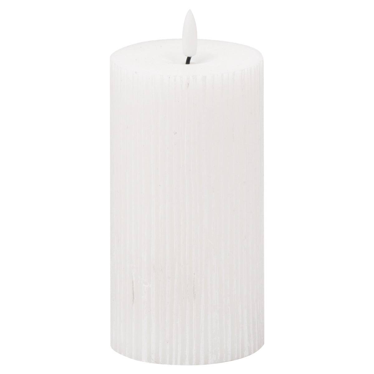 Luxe Collection Natural Glow 3x8 Textured Ribbed LED Candle - Price Crash Furniture