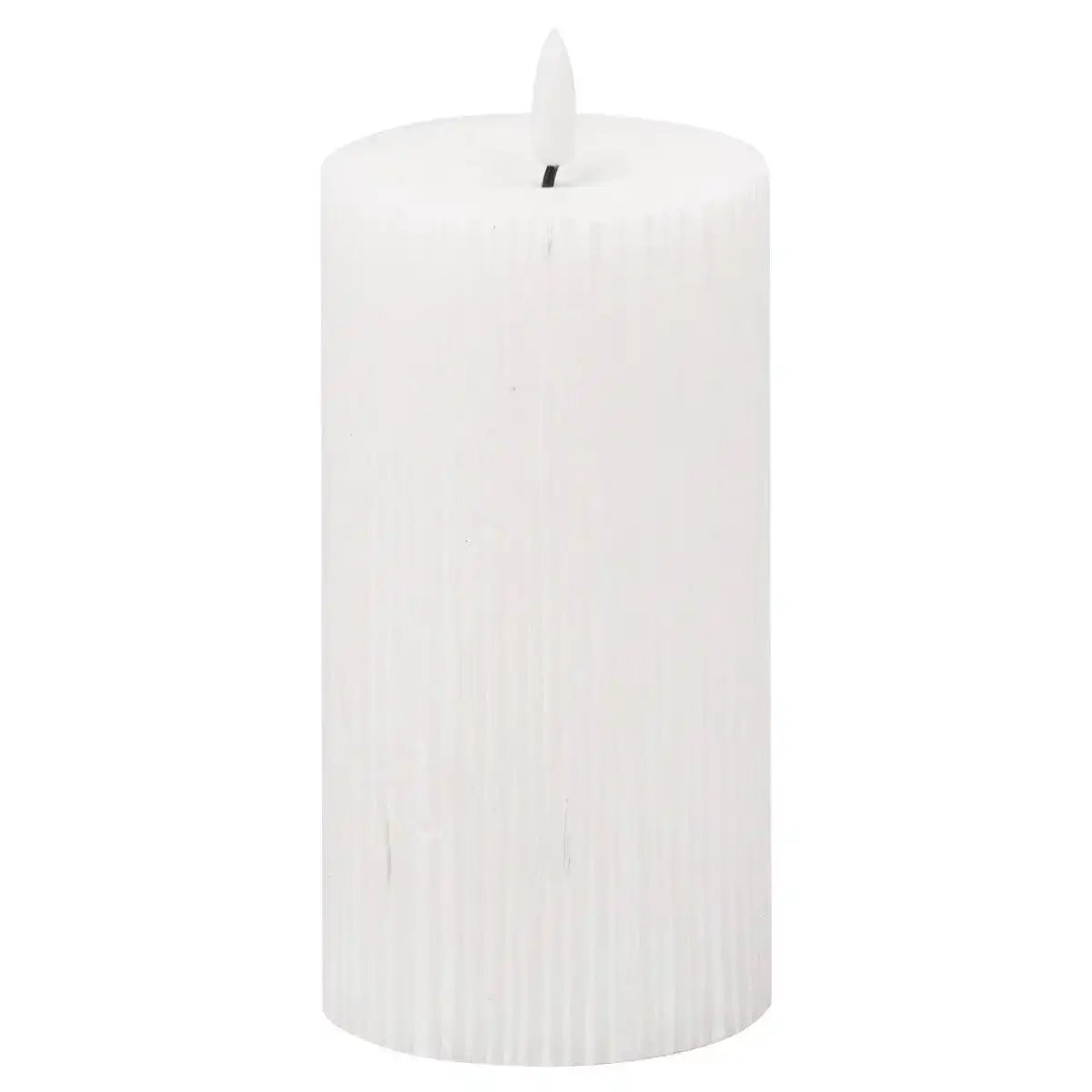 Luxe Collection Natural Glow 3x8 Textured Ribbed LED Candle - Price Crash Furniture