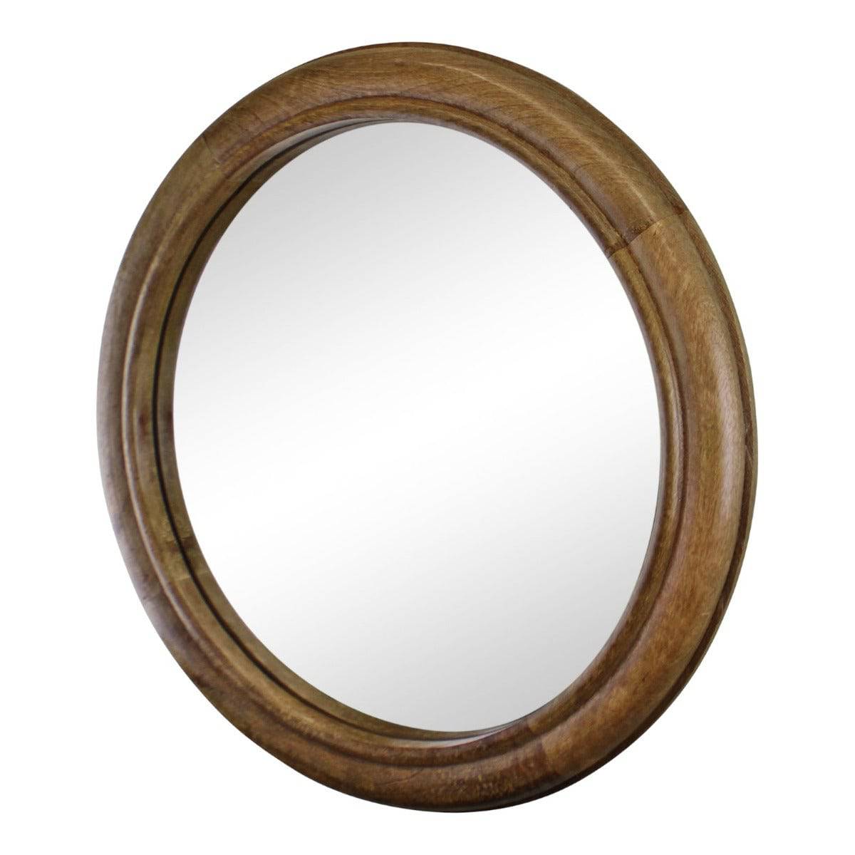 Mango Wood Circular Wall Mirror, 53cm - Price Crash Furniture