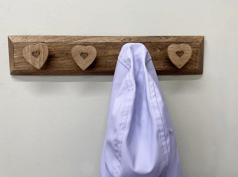 Mango Wood Heart 4 Coat Hooks - Price Crash Furniture