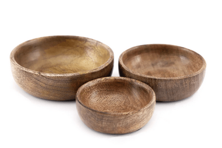 Mango Wood Round Bowls Three Piece - Price Crash Furniture