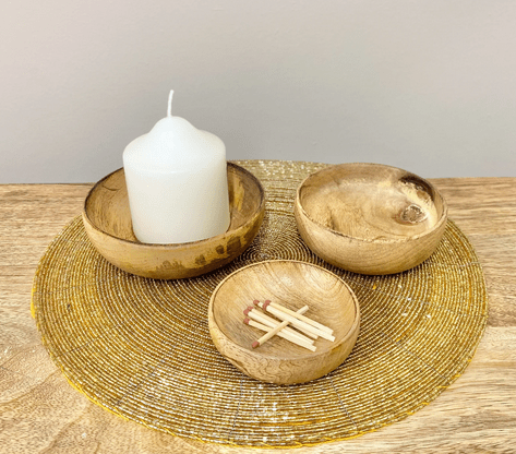 Mango Wood Round Bowls Three Piece - Price Crash Furniture