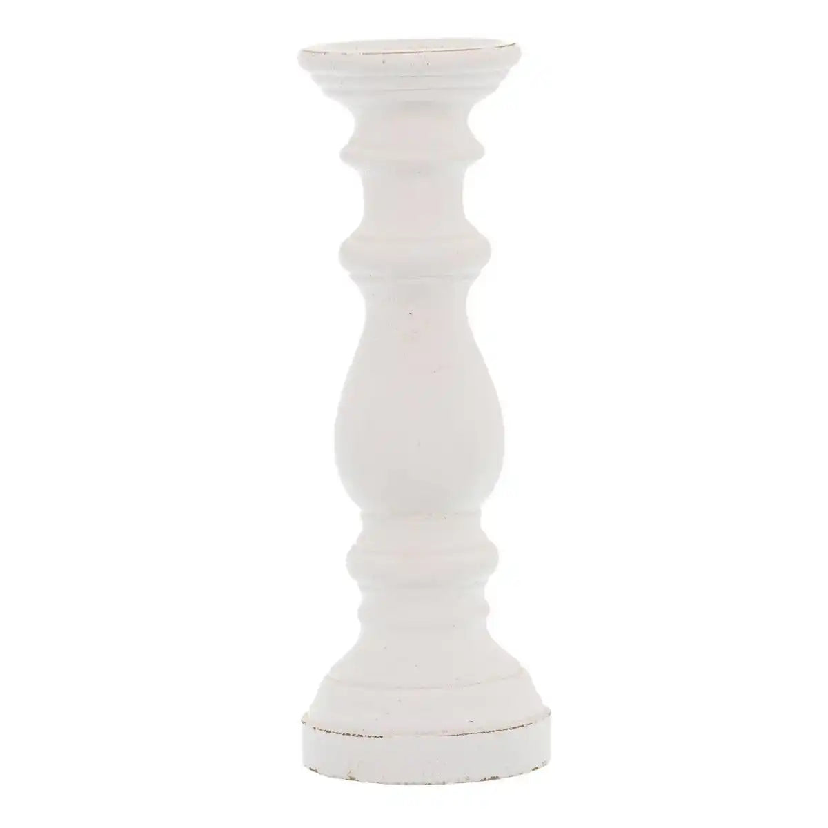 Matt White Small Ceramic Column Candle Holder - Price Crash Furniture