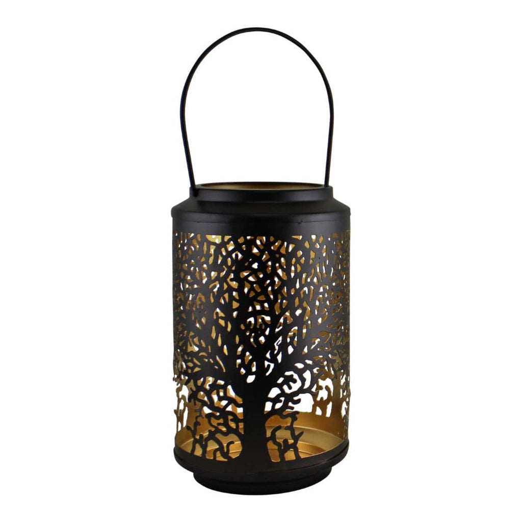 Medium Tree Of Life Cutout Design Black Candle Lantern - Price Crash Furniture