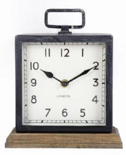 Metal Mantel Clock with Wooden Base - Price Crash Furniture