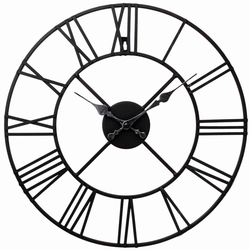 Metal Wall Clock with Roman Numerals 60cm - Price Crash Furniture