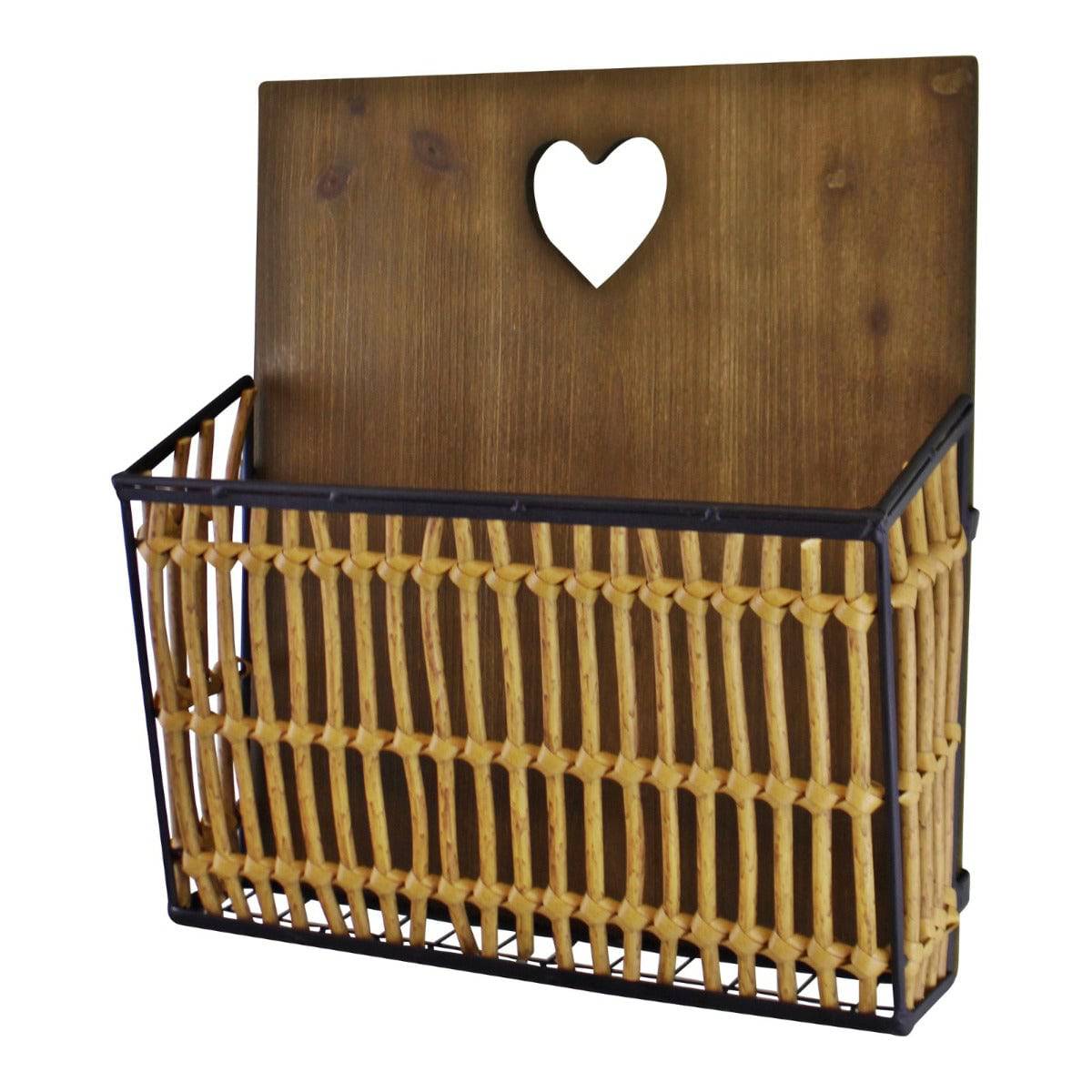 Metal & Wicker Wall Hanging Magazine Rack - Price Crash Furniture