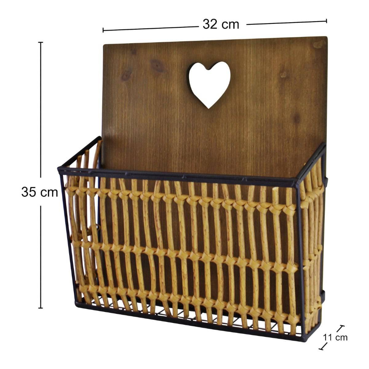 Metal & Wicker Wall Hanging Magazine Rack - Price Crash Furniture