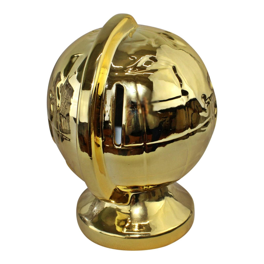 Metallic Gold Ceramic Globe Style Money Box - Price Crash Furniture