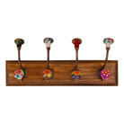 Mexican Floral Ceramic Hooks on Wooden Base - Price Crash Furniture