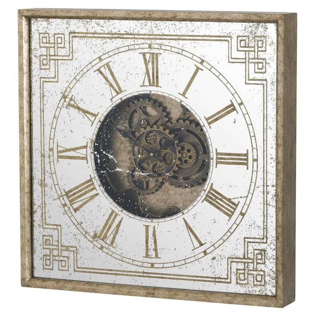 Mirrored Square Framed Clock With Moving Mechanism - Price Crash Furniture