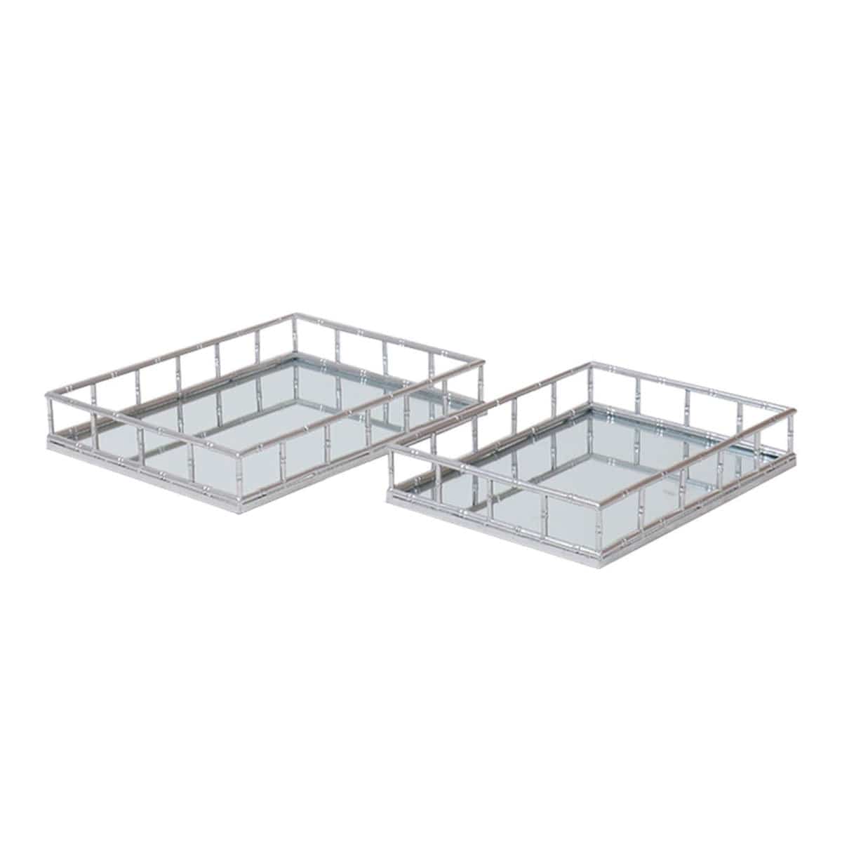 Set of Two Detailed Rectangular Trays - Price Crash Furniture