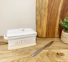 Natural Ceramic Butter Dish 19cm - Price Crash Furniture