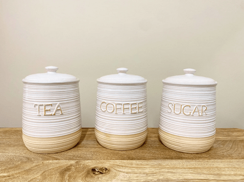 Natural Ceramic Tea Coffee Sugar Set - Price Crash Furniture