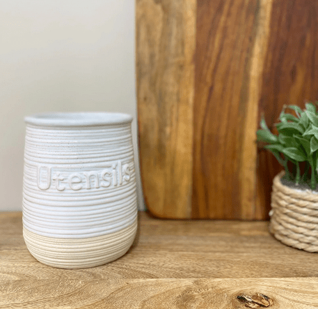 Natural Ceramic Utensil Holder 15cm - Price Crash Furniture