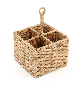 Natural Waterhyacinth Woven Cutlery Holder 26cm - Price Crash Furniture