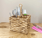 Natural Waterhyacinth Woven Cutlery Holder 26cm - Price Crash Furniture