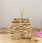 Natural Waterhyacinth Woven Cutlery Holder 26cm - Price Crash Furniture