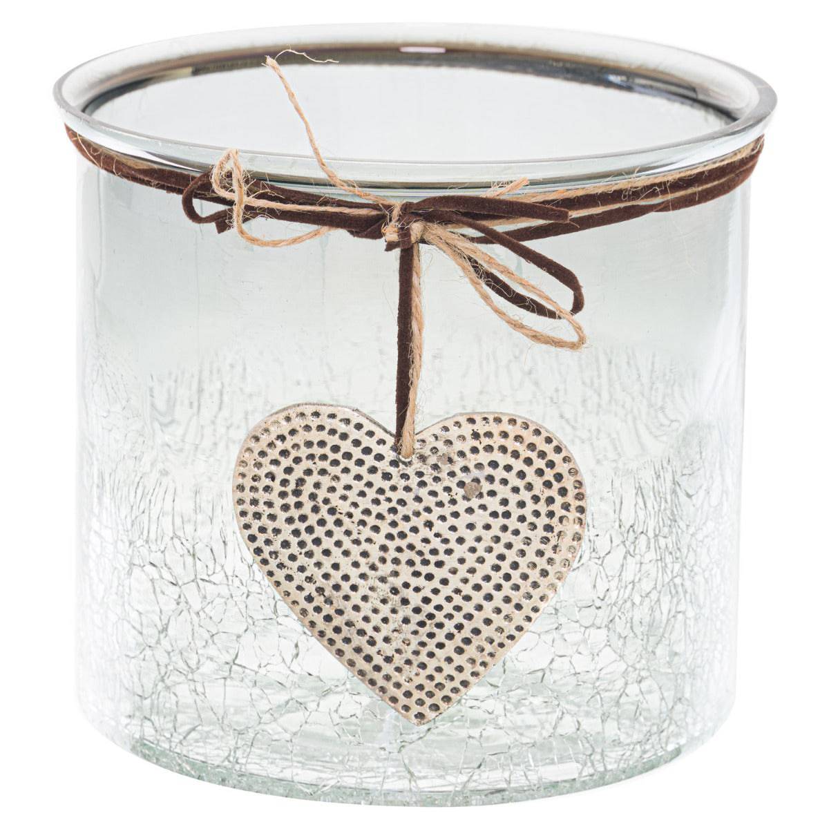 Smoked Midnight Crackled Heart Large Candle Holder - Price Crash Furniture