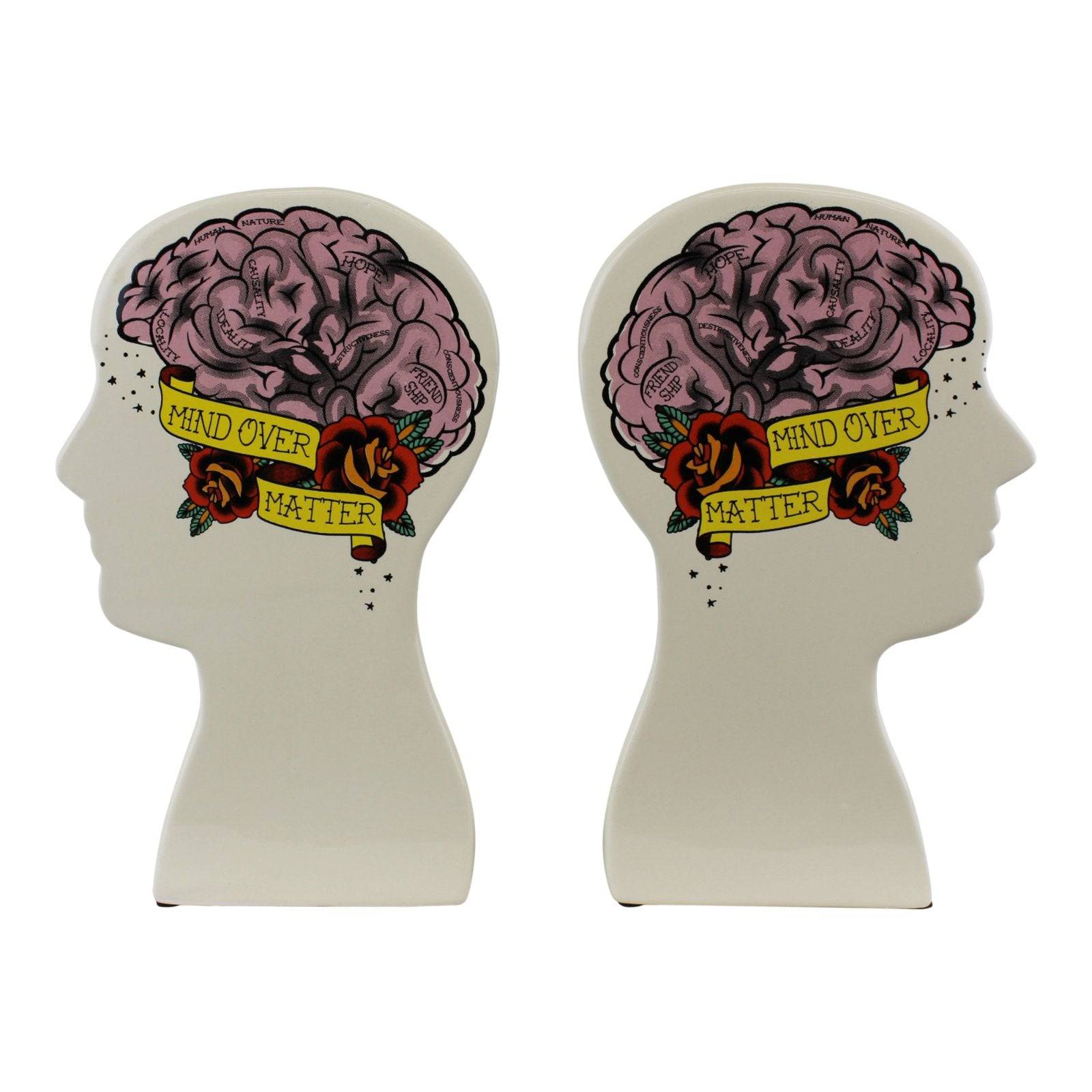 Ornamental Ceramic Phrenology Bookends - Price Crash Furniture