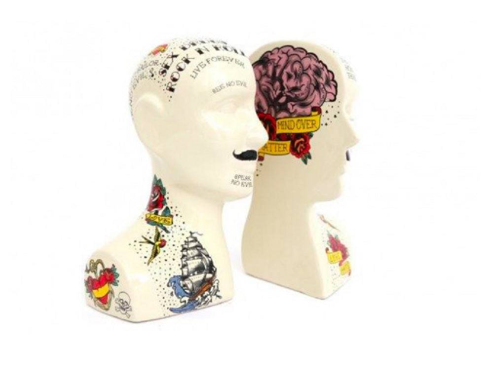 Ornamental Ceramic Phrenology Bookends - Price Crash Furniture