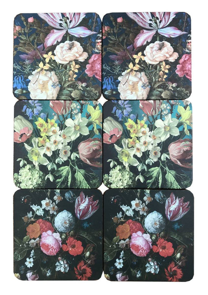 Pack Of Six Dutch Floral Coasters In Gift Box - Price Crash Furniture