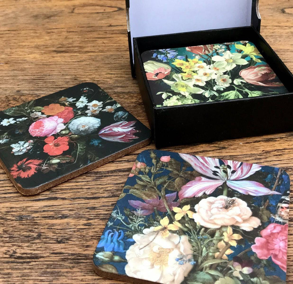 Pack Of Six Dutch Floral Coasters In Gift Box - Price Crash Furniture