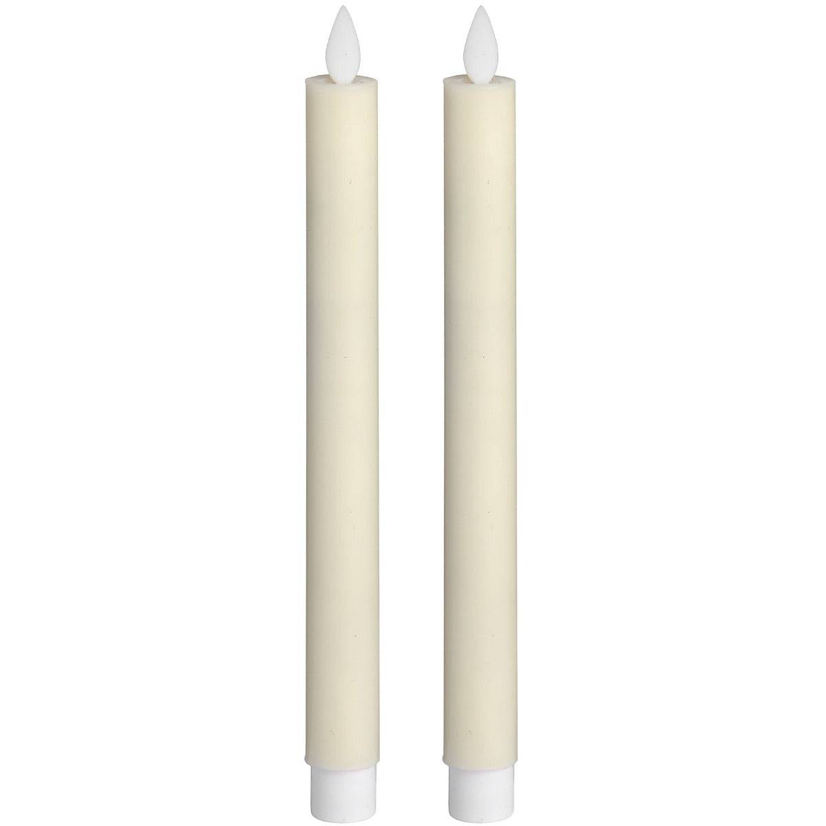 Pair Of Cream Luxe Flickering Flame LED Wax Dinner Candles - Price Crash Furniture