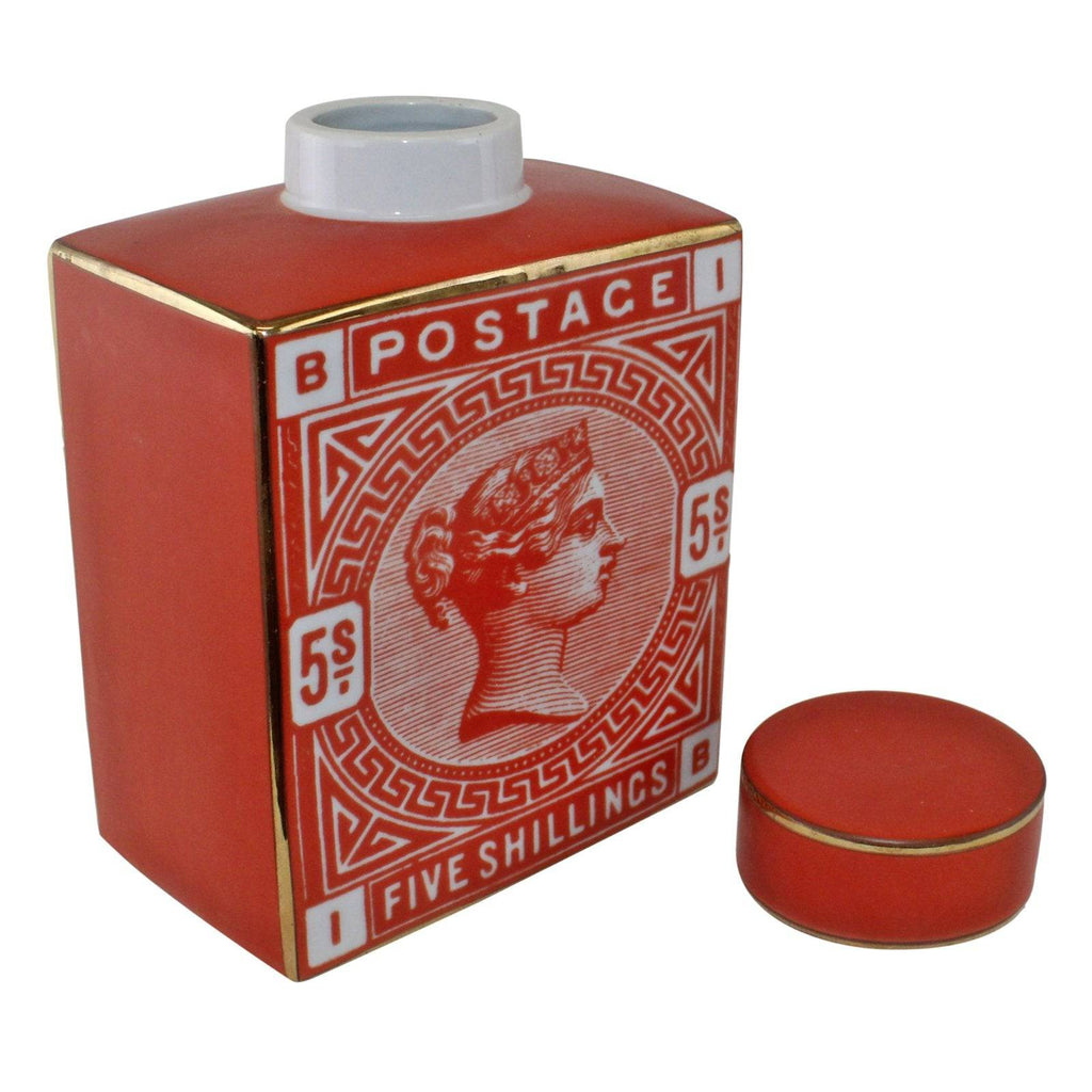 Postage Stamp Decorative Ginger Jar, Burnt Orange - Price Crash Furniture