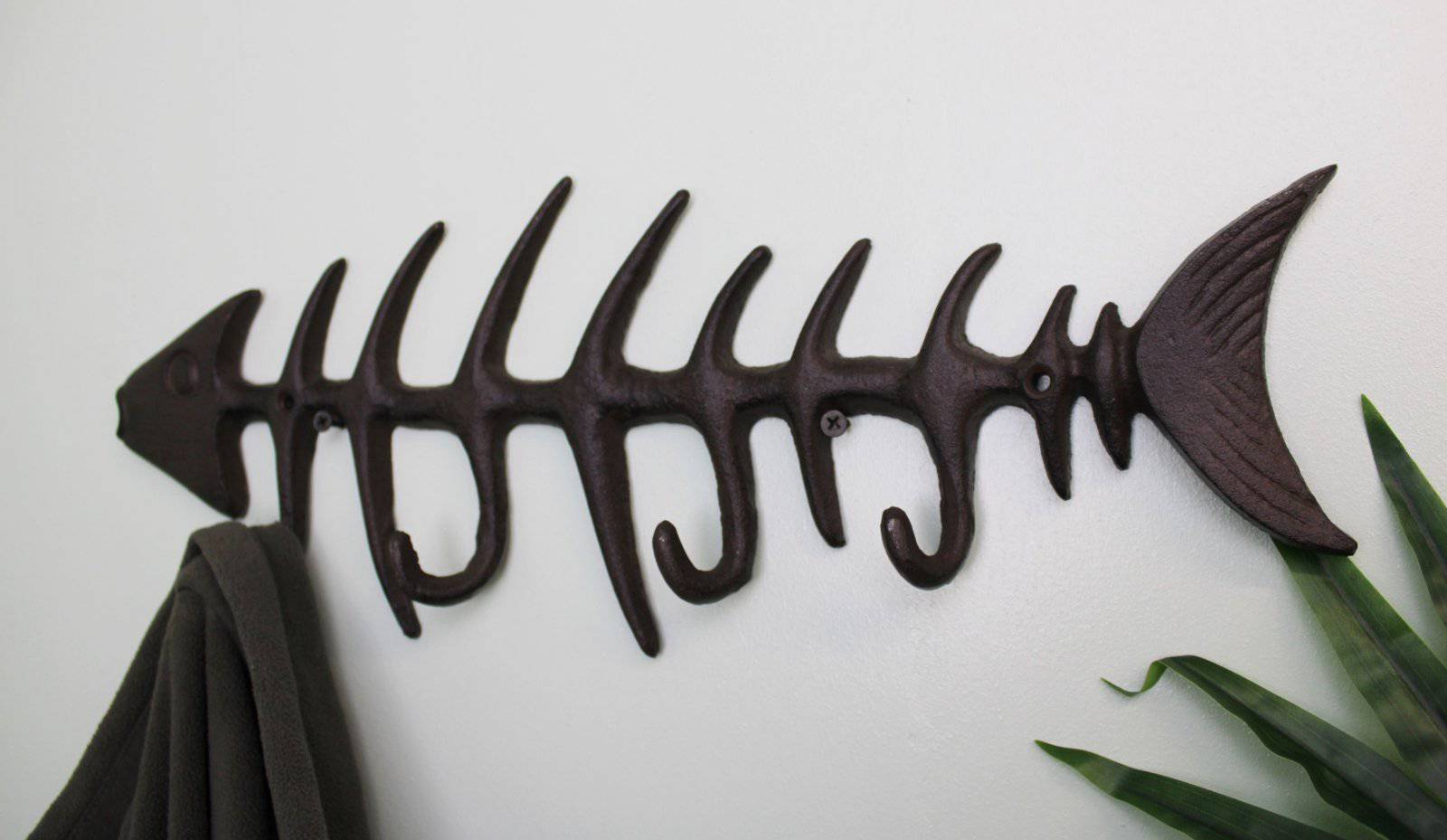 Rustic Cast Iron Coat Hooks, Fish Skeleton - Price Crash Furniture