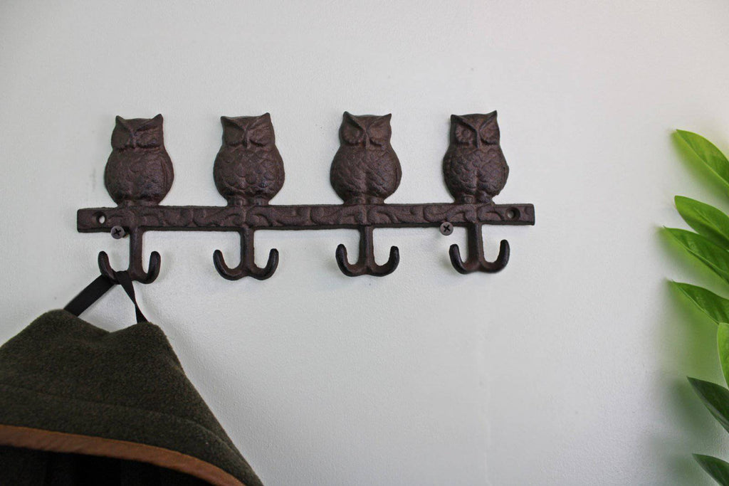 Rustic Cast Iron Coat Hooks, Owls - Price Crash Furniture