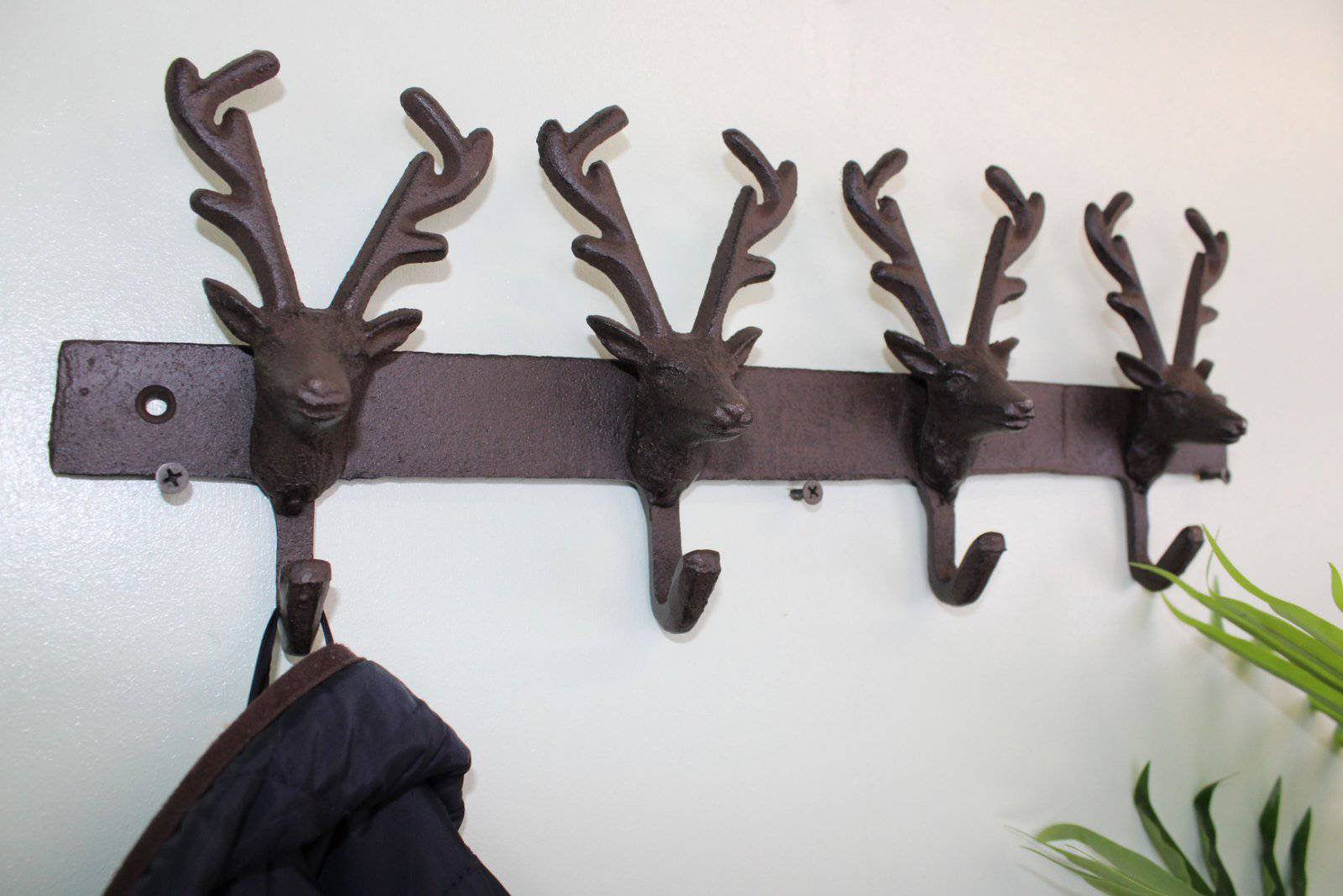 Rustic Cast Iron Coat Hooks, Reindeer