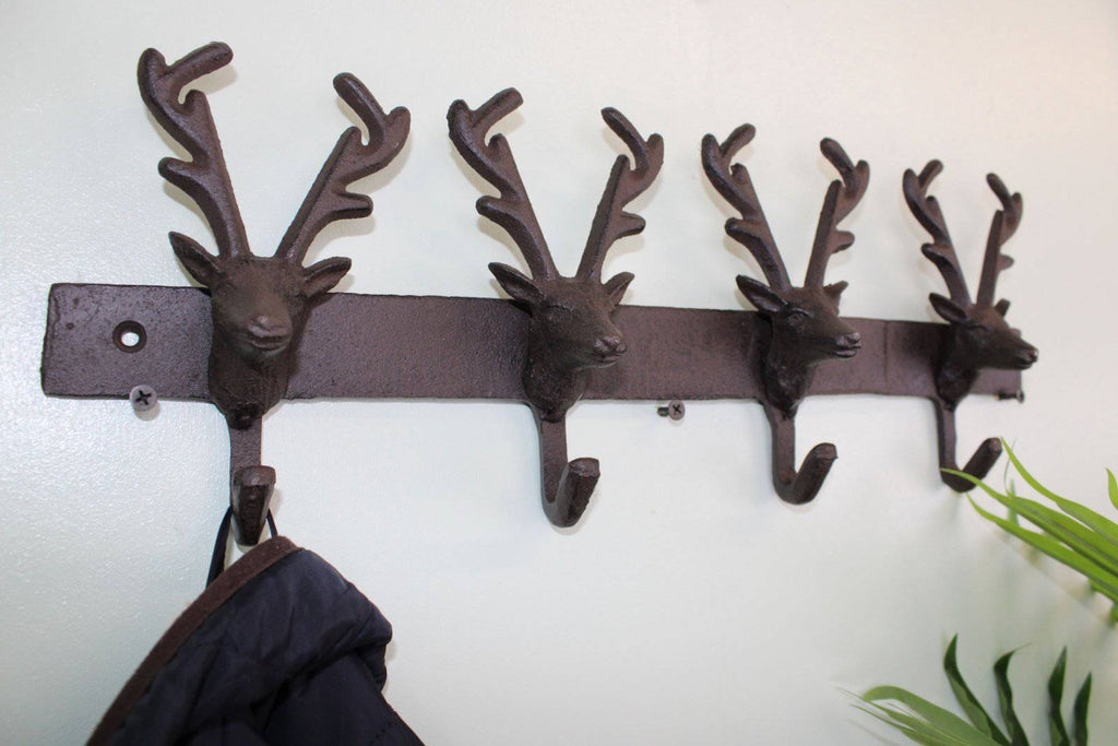 Rustic Cast Iron Coat Hooks, Reindeer - Price Crash Furniture