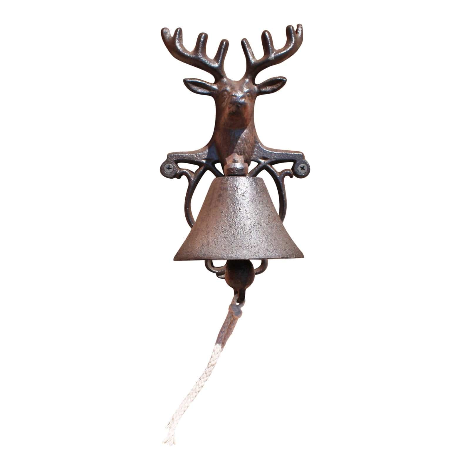 Rustic Cast Iron Wall Bell, Reindeer Head Bust - Price Crash Furniture