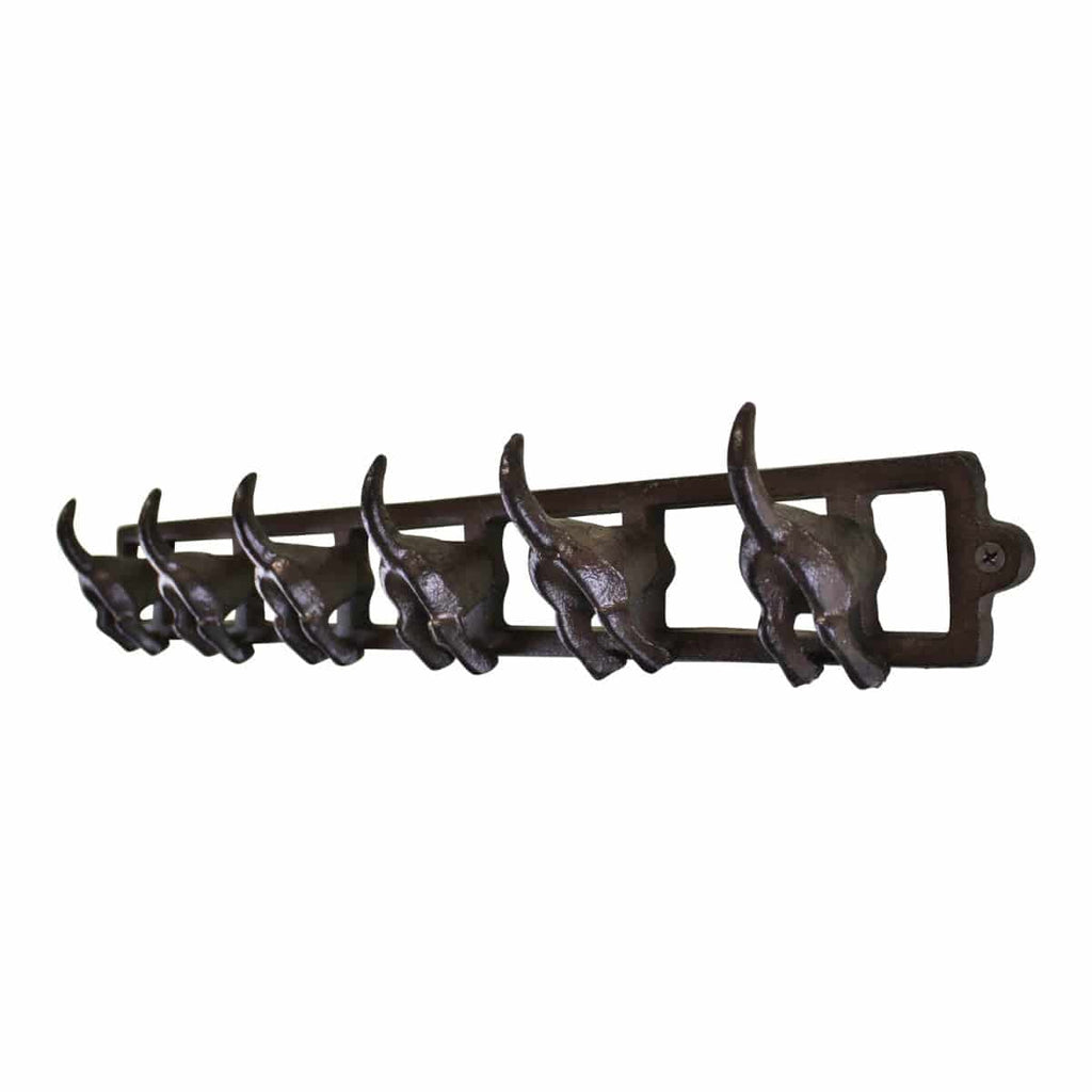Rustic Cast Iron Wall Hooks, Dog Tail Design With 6 Hooks - Price Crash Furniture