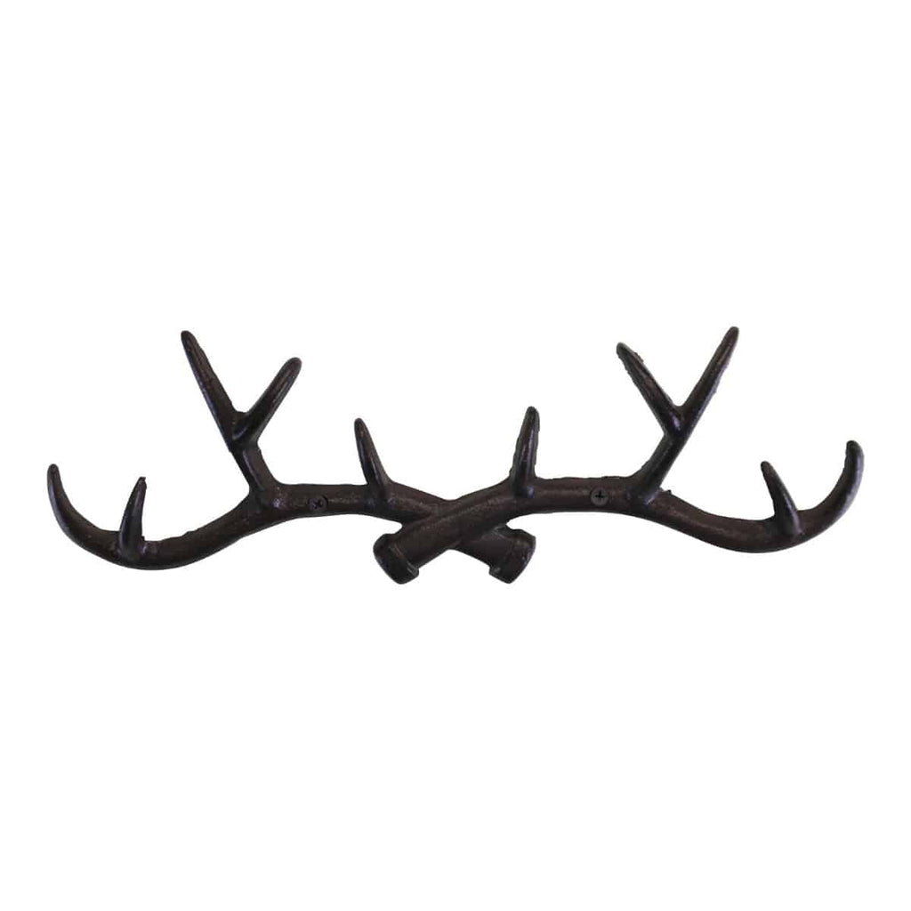 Rustic Cast Iron Wall Hooks, Stag Antlers, Large - Price Crash Furniture