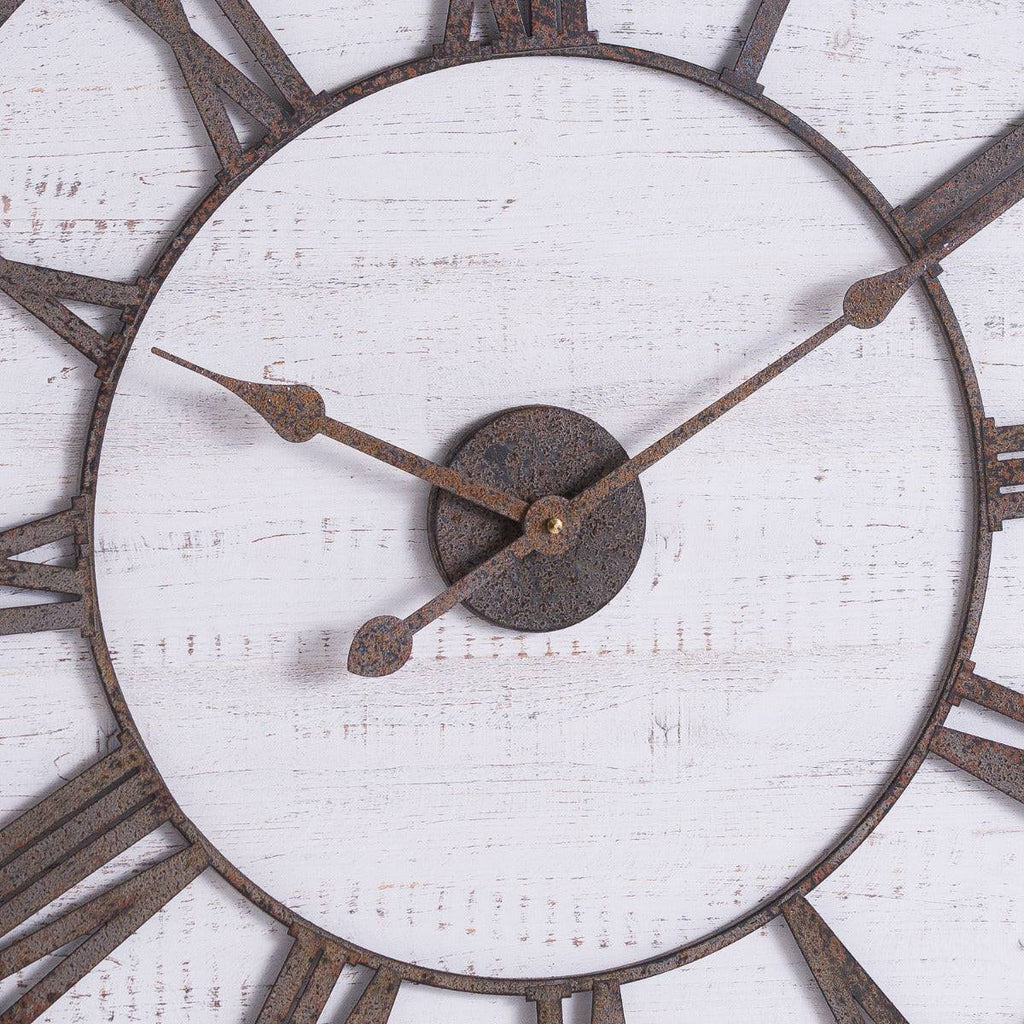 Rustic Wooden Clock With Aged Numerals And Hands - Price Crash Furniture