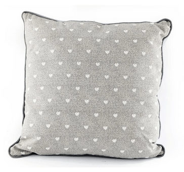 Scatter Cushion With A Grey Heart Print Design 37cm - Price Crash Furniture