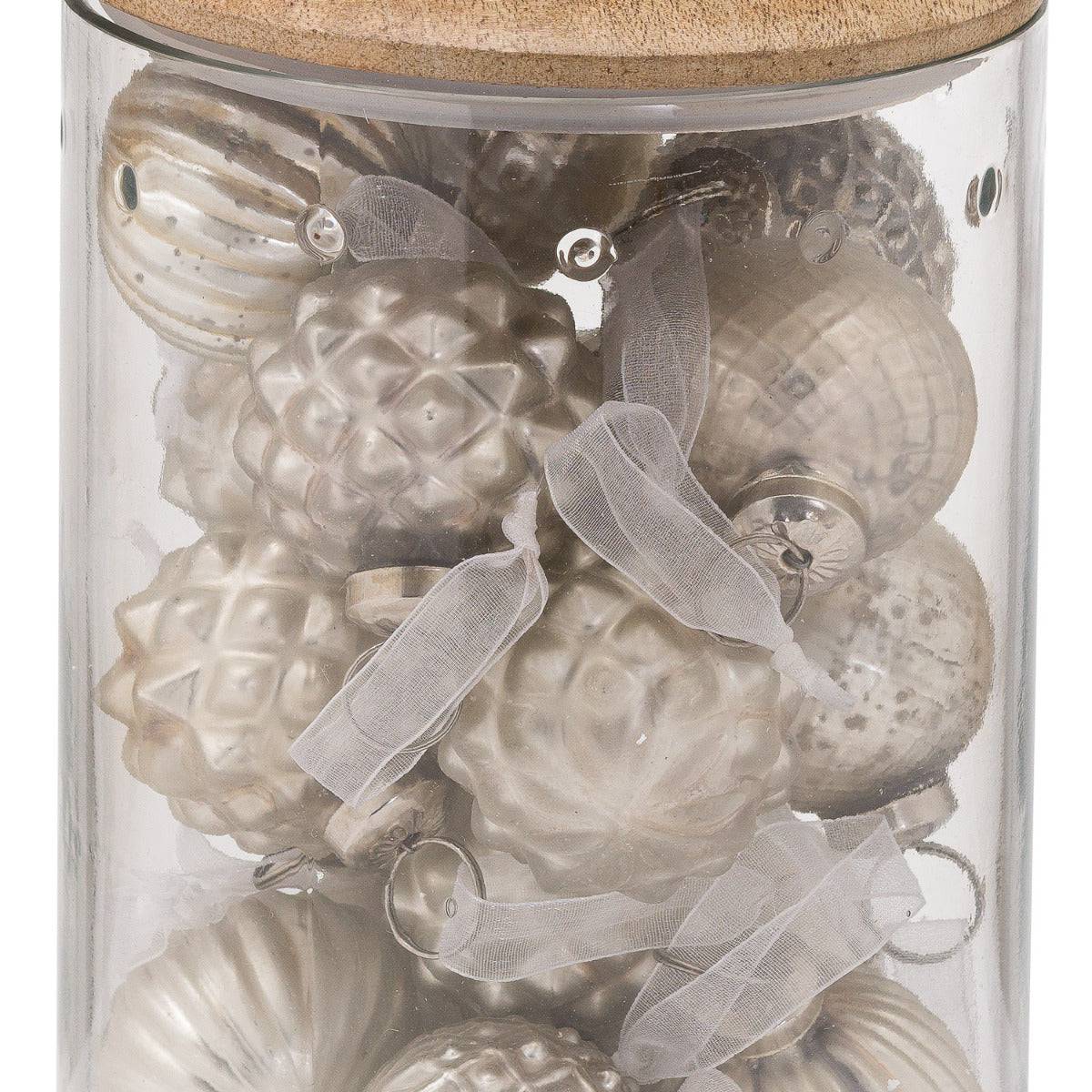 Set Of 12 Silver Hanging Decorations In Display Jar - Price Crash Furniture