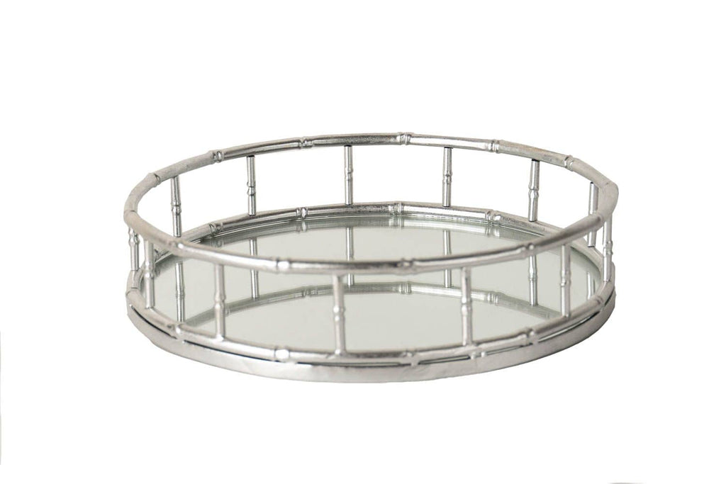 Set Of 2 Detailed Silver Circular Trays - Price Crash Furniture
