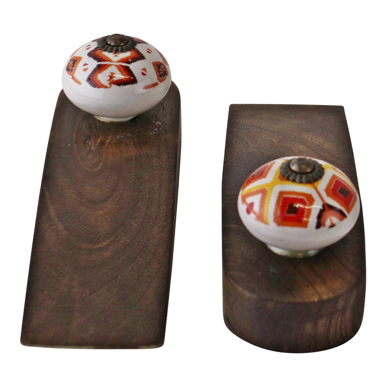 Set of 2 Kasbah Design Wooden Wedge Doorstops - Price Crash Furniture