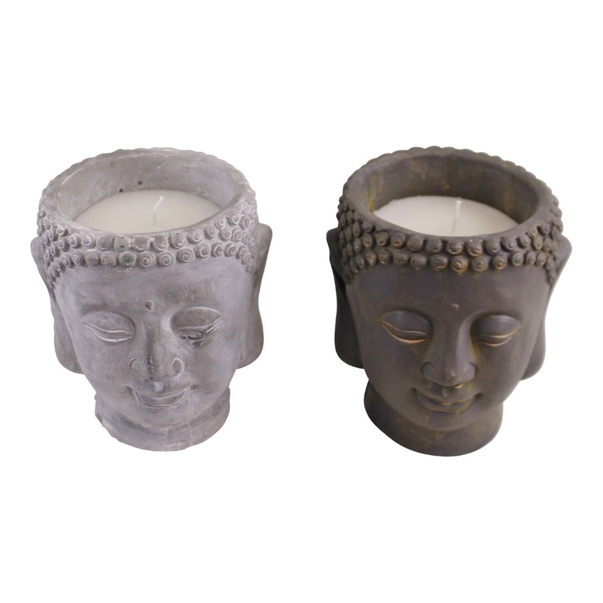 Set of 2 Large Cement Buddha Design Candles - Price Crash Furniture