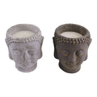 Set of 2 Large Cement Buddha Design Candles - Price Crash Furniture