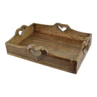 Set Of 2 Mango Wood Heart Detail Serving Trays - Price Crash Furniture