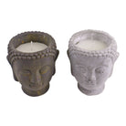 Set of 2 Medium Cement Buddha Design Candles - Price Crash Furniture