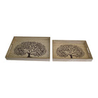 Set Of 2 Tree Of Life Wooden Trays - Price Crash Furniture