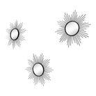 Set of 3 Black Metal Sunburst Accent Mirrors - Price Crash Furniture