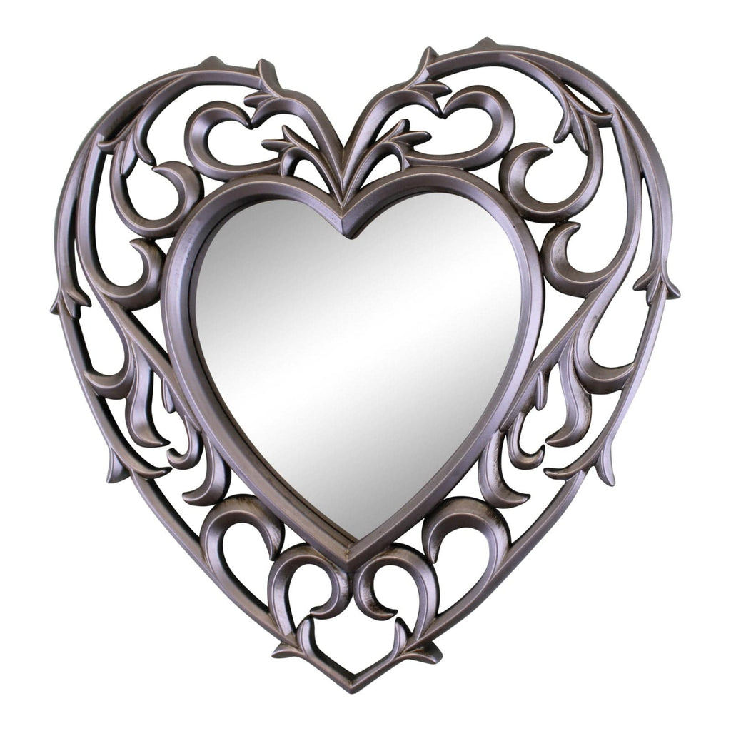 Set of 3 Decorative Silver Filigree Heart Shaped Wall Mounted Mirrors - Price Crash Furniture